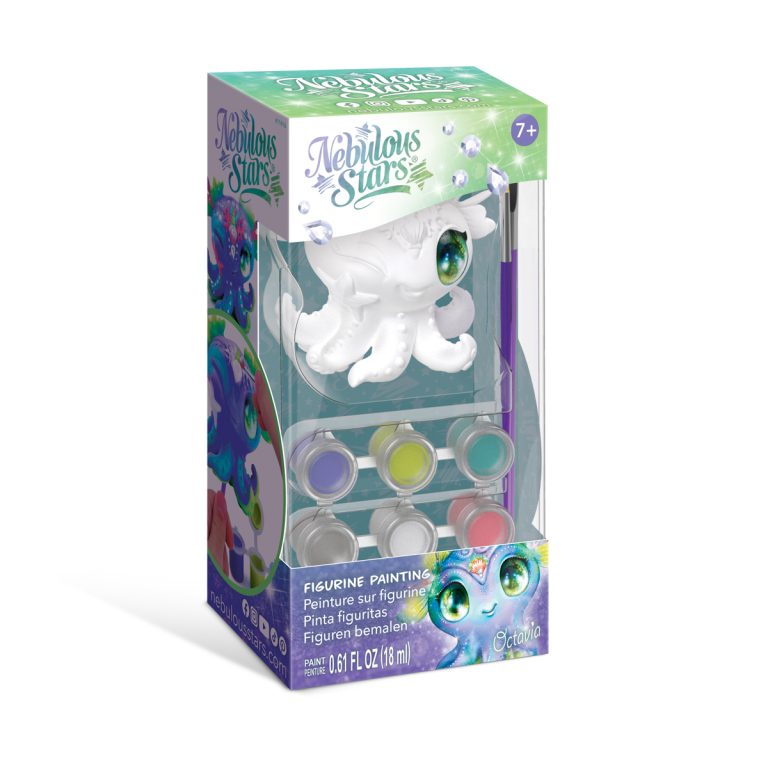 Zestaw Figurka do malowania z Agathą zawiera białą figurkę ośmiornicy o imieniu Agatha, różne pojemniki do malowania, pędzel i instrukcje. Pudełko ma kolorową grafikę fantasy i jest odpowiednie dla osób w wieku 7+.