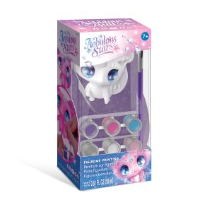 Zestaw Figurka do malowania z Agathą zawiera Agathę - białego kota z niebieskimi oczami - oraz sześć pojemników z farbami, pędzel i kosmiczne fioletowo-różowe opakowanie, idealne dla dzieci w wieku 7+.