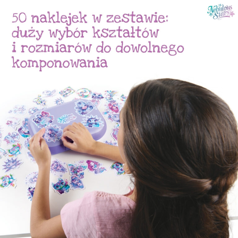 infografika z dziewczynką która naklejka naklejki z nebulous stars